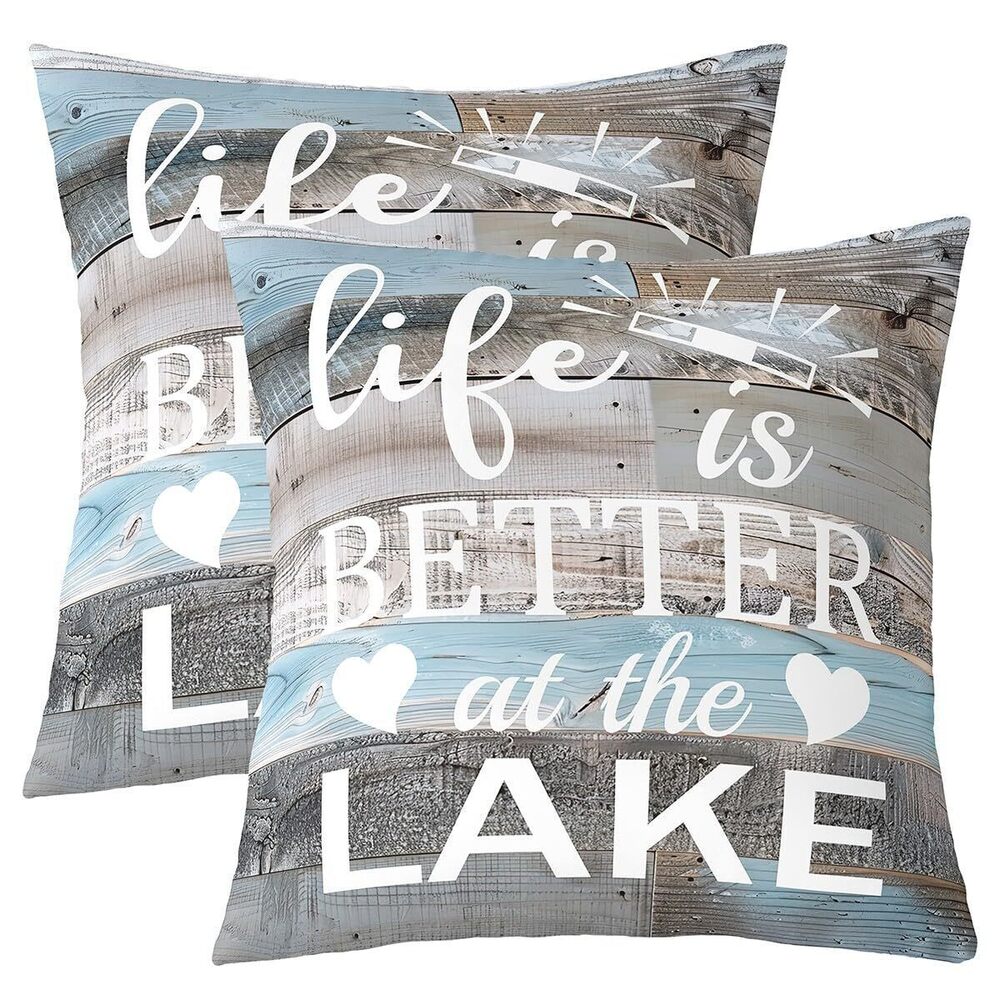 9121 Set of 2 Lake Throw Pillow Covers 16x16 for Boys Girls,Rustic